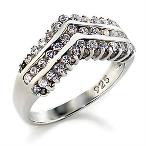 MA00516 High-Polished 925 Sterling Silver Ring with AAA Grade CZ in Clear