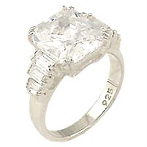 MA00827 High-Polished 925 Sterling Silver Ring with AAA Grade CZ in Clear