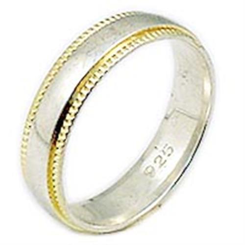 MA02520 - Gold+Rhodium 925 Sterling Silver Ring with No Stone in No Stone