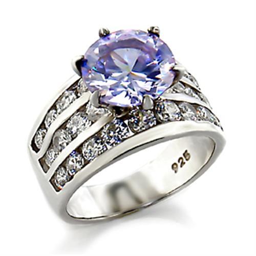 MA03614 - High-Polished 925 Sterling Silver Ring with AAA Grade CZ in Light Amethyst