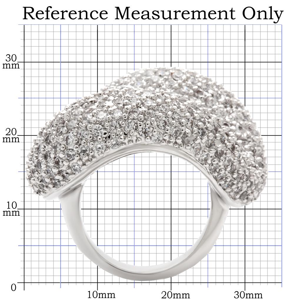 MA0W066 Rhodium Brass Ring with AAA Grade CZ in Clear