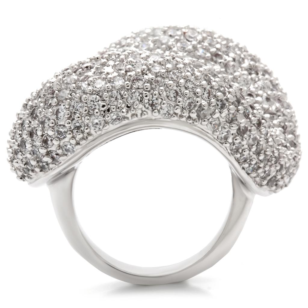 MA0W066 Rhodium Brass Ring with AAA Grade CZ in Clear