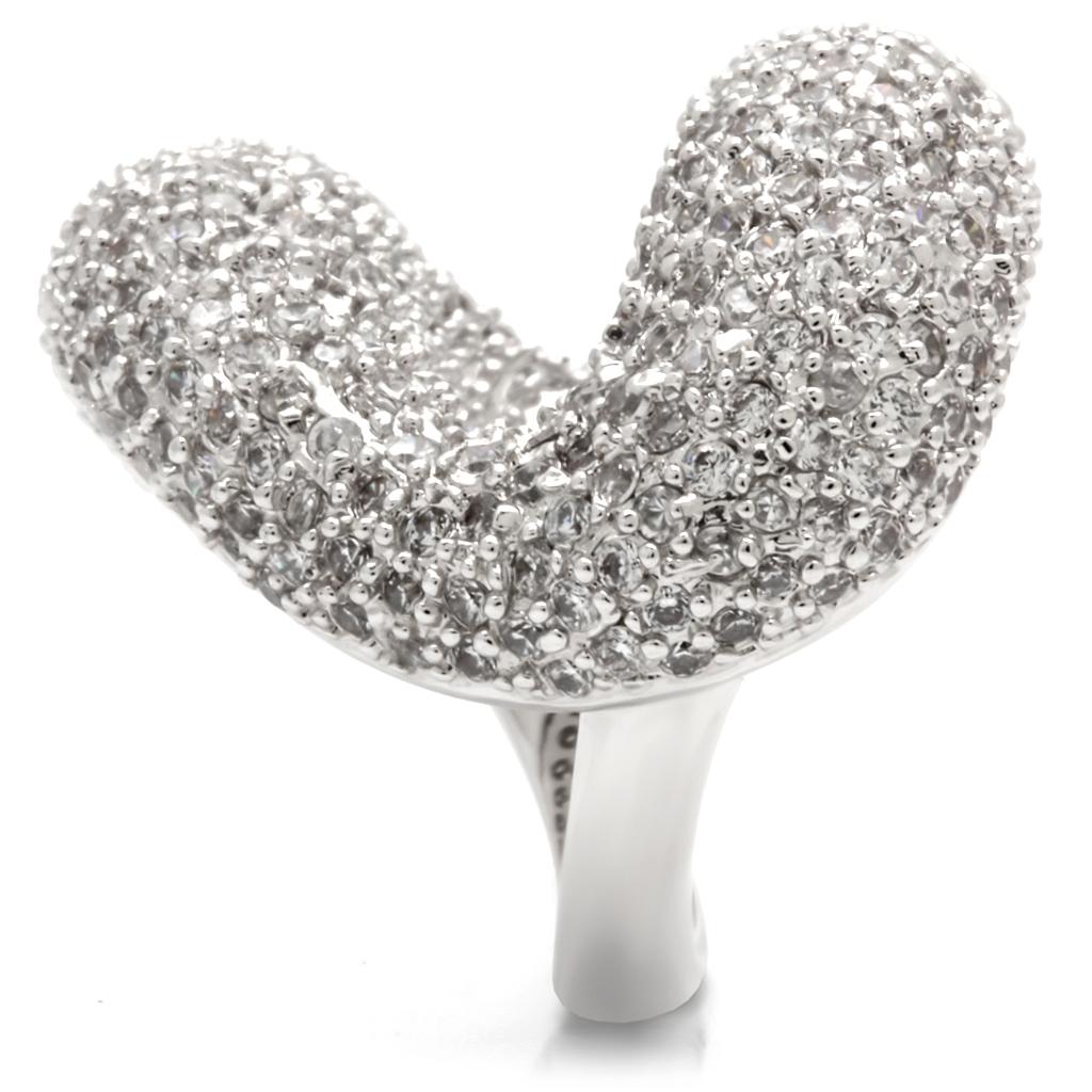 MA0W066 Rhodium Brass Ring with AAA Grade CZ in Clear