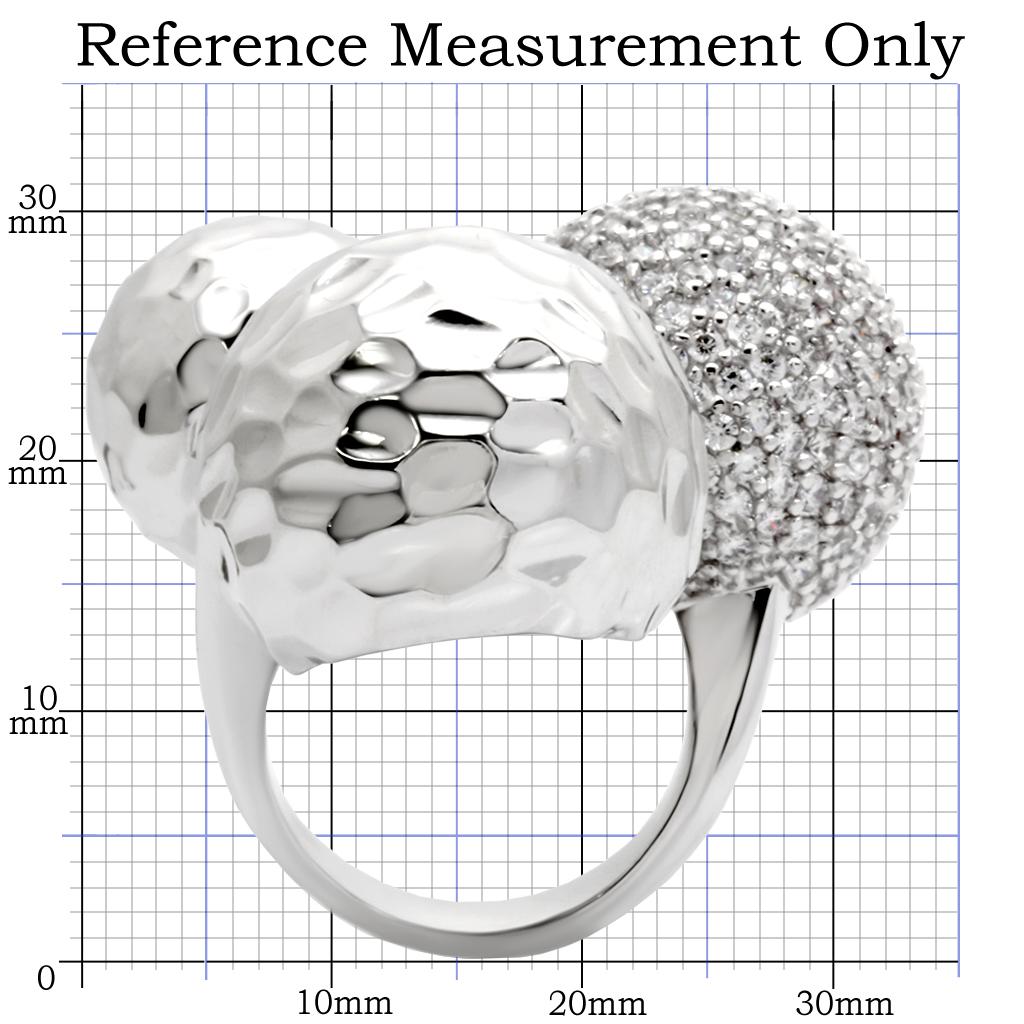 MA0W121 - Rhodium Brass Ring with AAA Grade CZ in Clear