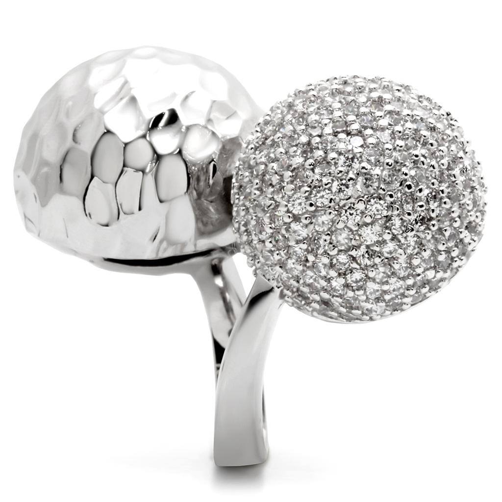 MA0W121 - Rhodium Brass Ring with AAA Grade CZ in Clear