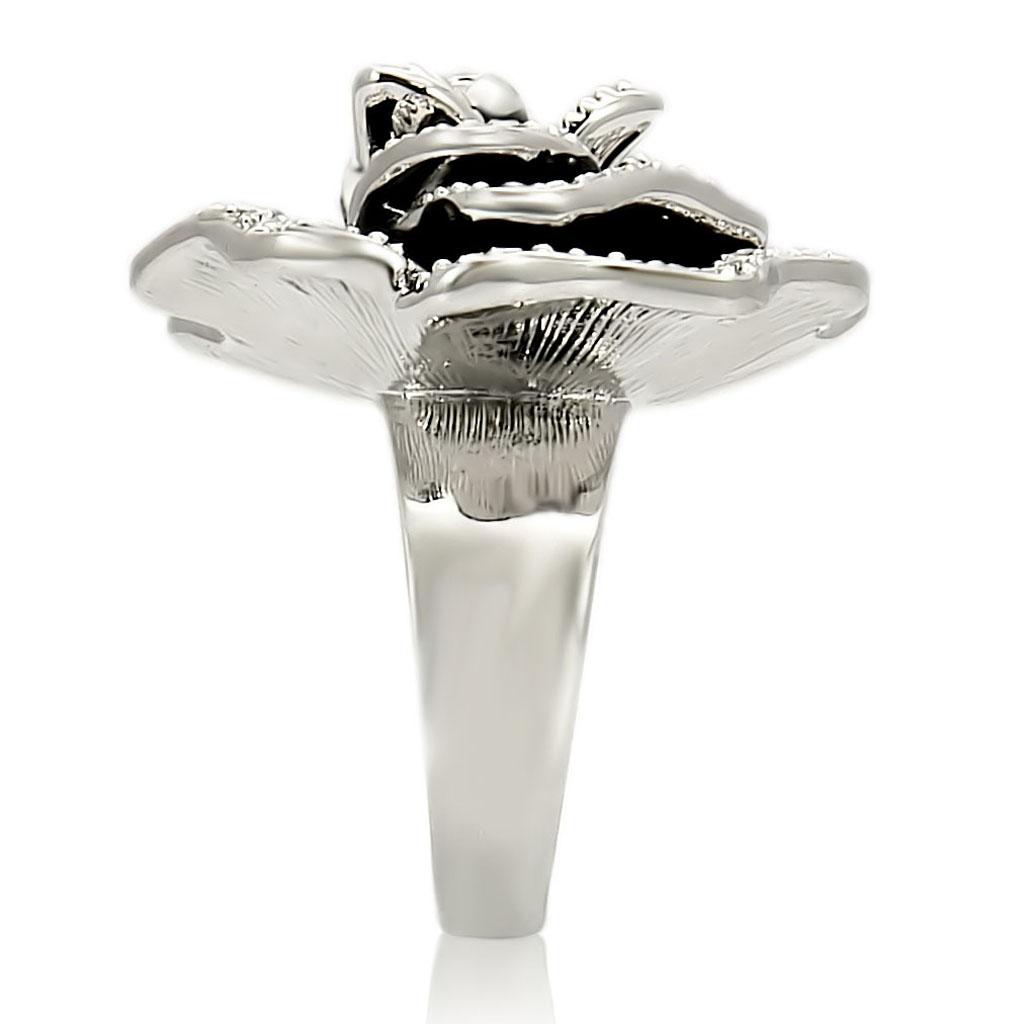 MA0W252 - Rhodium Brass Ring with Top Grade Crystal in Clear