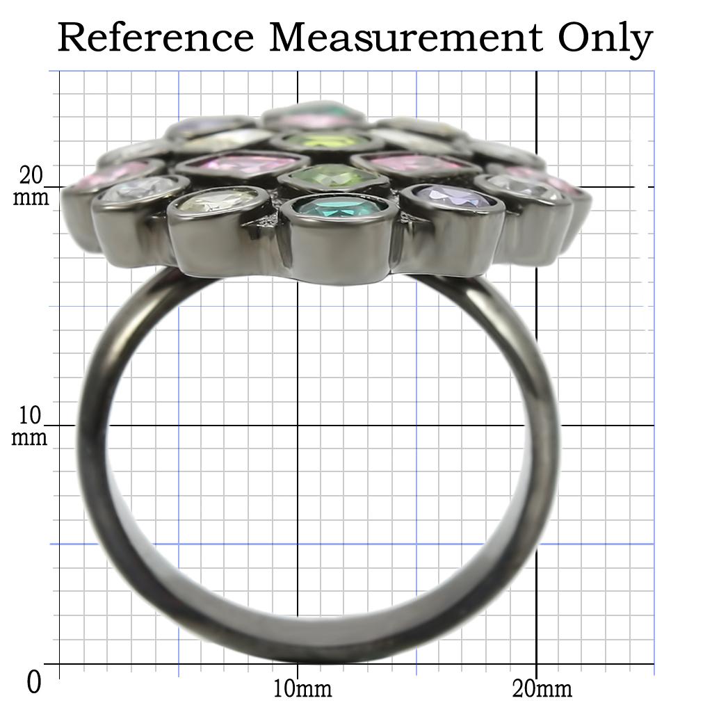 MA0W297 - Ruthenium Brass Ring with AAA Grade CZ in Multi Color