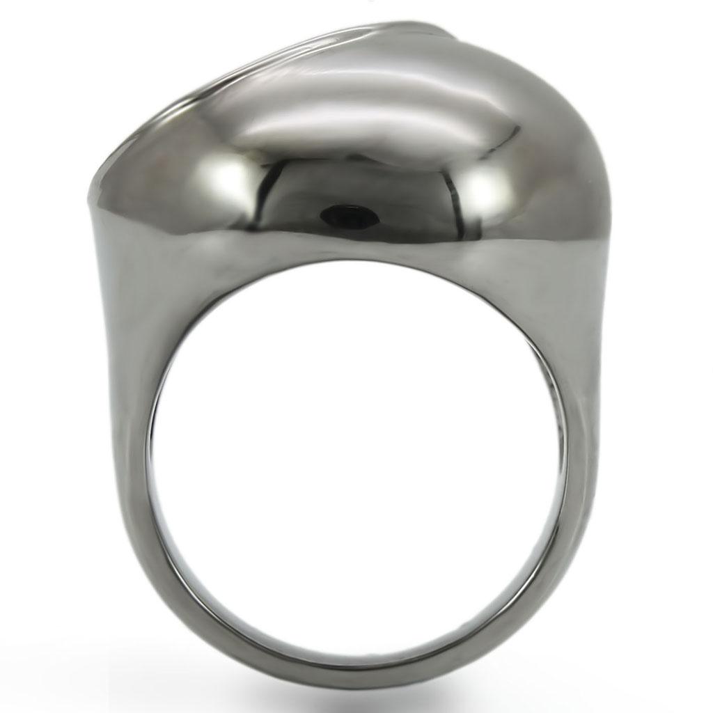 MA0W304 - Ruthenium Brass Ring with Synthetic Garnet in Ruby