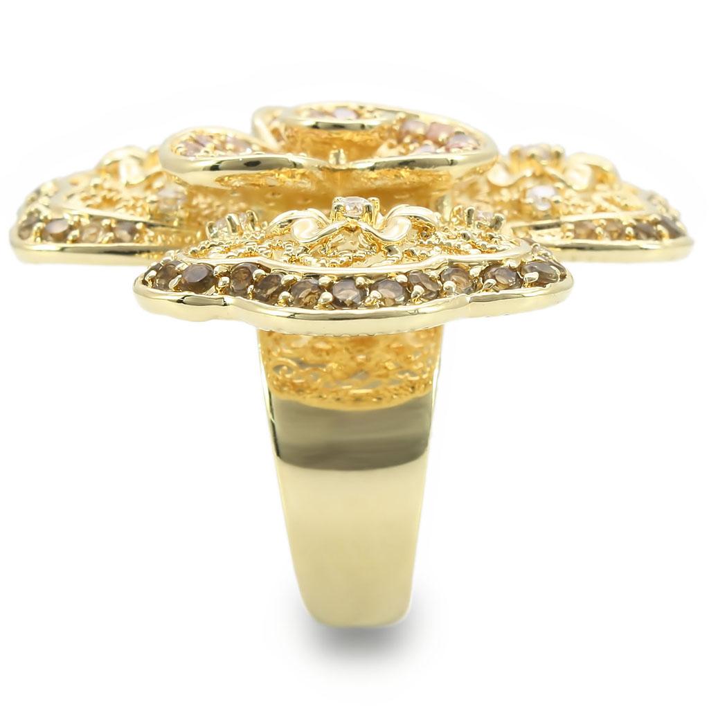 MA0W312 - Gold Brass Ring with AAA Grade CZ in Multi Color
