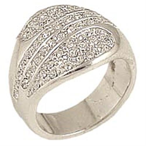 MA0C212 - Rhodium Brass Ring with Top Grade Crystal in Clear