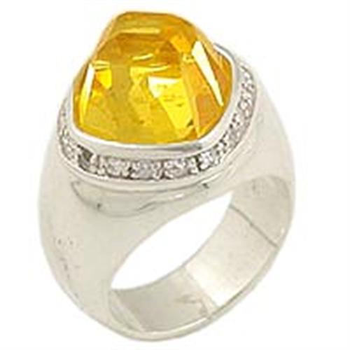MA0F223 - High-Polished 925 Sterling Silver Ring with AAA Grade CZ in Citrine