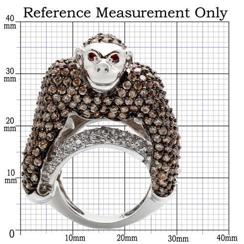 MA0W001 - Rhodium + Ruthenium Brass Ring with AAA Grade CZ in Champagne