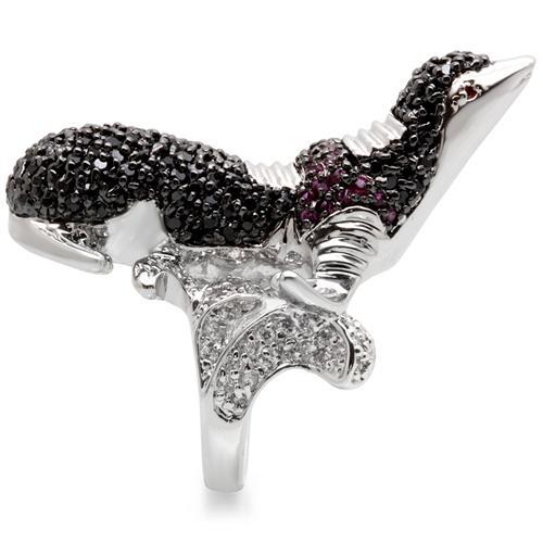 MA0W003 - Rhodium + Ruthenium Brass Ring with AAA Grade CZ in Multi Color