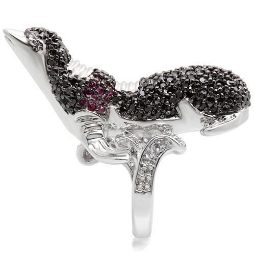 MA0W003 - Rhodium + Ruthenium Brass Ring with AAA Grade CZ in Multi Color