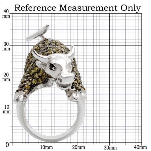 MA0W004 - Rhodium + Ruthenium Brass Ring with AAA Grade CZ in Multi Color