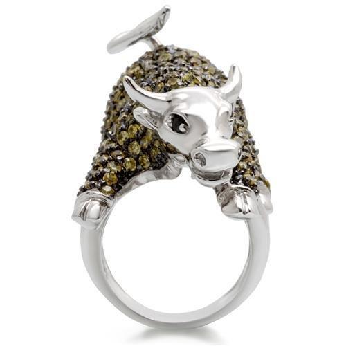MA0W004 - Rhodium + Ruthenium Brass Ring with AAA Grade CZ in Multi Color
