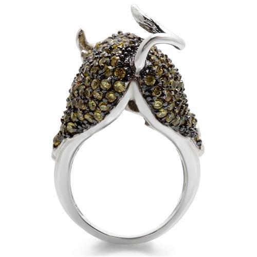 MA0W004 - Rhodium + Ruthenium Brass Ring with AAA Grade CZ in Multi Color