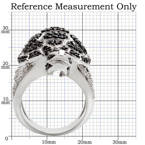 MA0W005 - Rhodium + Ruthenium Brass Ring with AAA Grade CZ in Jet