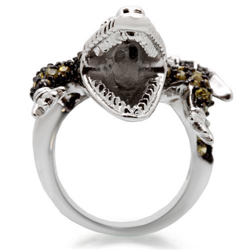 MA0W007 - Rhodium + Ruthenium Brass Ring with AAA Grade CZ in Multi Color