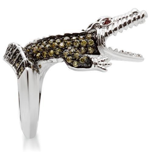 MA0W007 - Rhodium + Ruthenium Brass Ring with AAA Grade CZ in Multi Color
