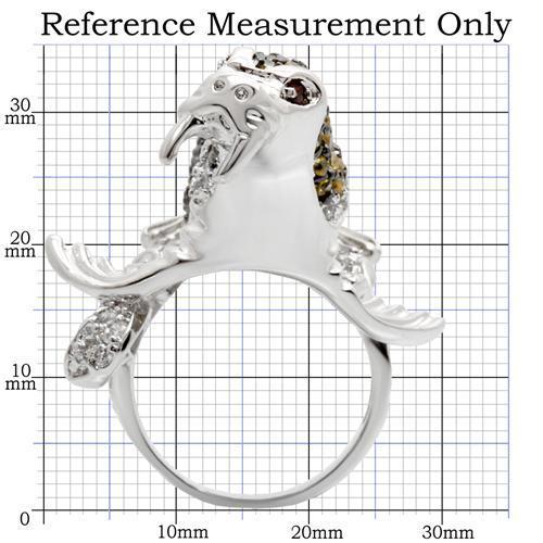 MA0W008 - Rhodium + Ruthenium Brass Ring with AAA Grade CZ in Multi Color
