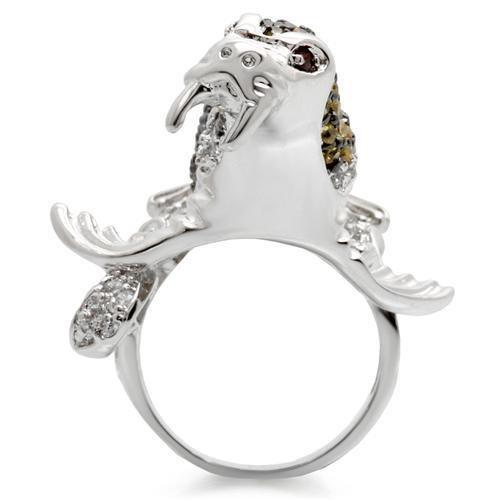 MA0W008 - Rhodium + Ruthenium Brass Ring with AAA Grade CZ in Multi Color