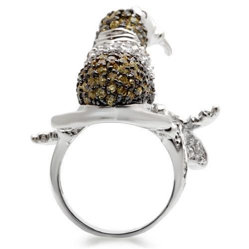 MA0W008 - Rhodium + Ruthenium Brass Ring with AAA Grade CZ in Multi Color