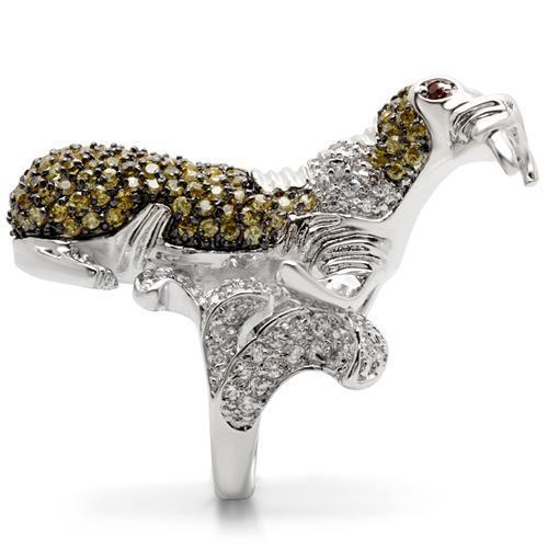 MA0W008 - Rhodium + Ruthenium Brass Ring with AAA Grade CZ in Multi Color