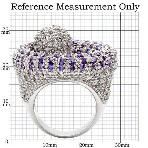MA0W018 - Rhodium Brass Ring with AAA Grade CZ in Tanzanite