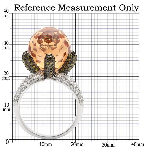 MA0W021 - Rhodium + Ruthenium Brass Ring with AAA Grade CZ in Champagne