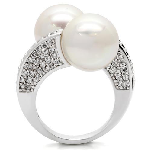 MA0W025 - Rhodium Brass Ring with AAA Grade CZ in Clear