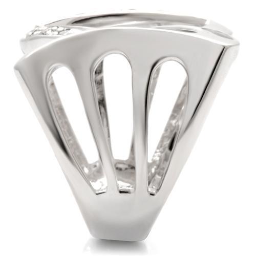 MA0W050 - Rhodium Brass Ring with AAA Grade CZ in Clear