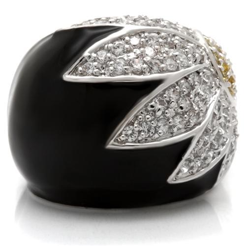MA0W056 - Rhodium Brass Ring with AAA Grade CZ in Topaz