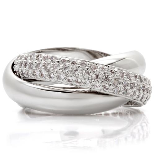 MA0W065 - Rhodium Brass Ring with AAA Grade CZ in Clear