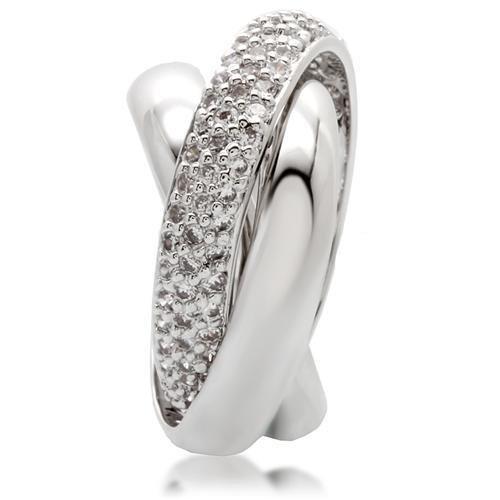 MA0W065 - Rhodium Brass Ring with AAA Grade CZ in Clear