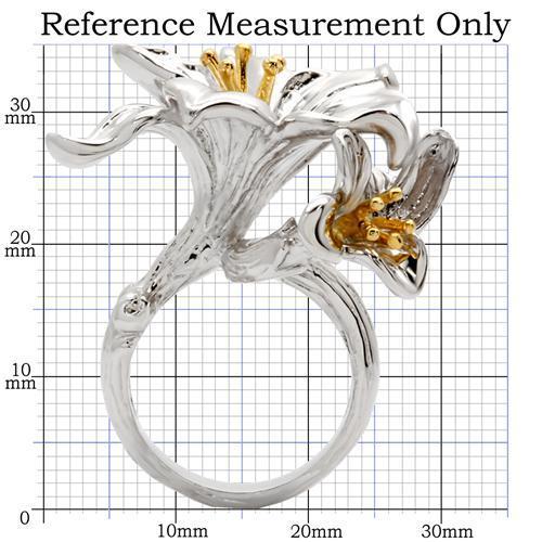 MA0W082 - Gold+Rhodium Brass Ring with No Stone