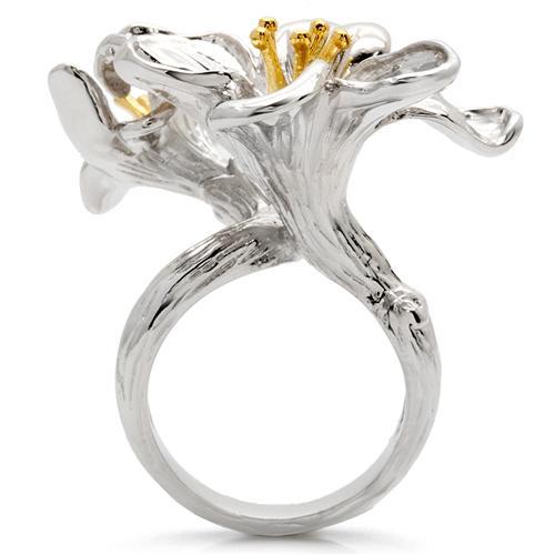 MA0W082 - Gold+Rhodium Brass Ring with No Stone