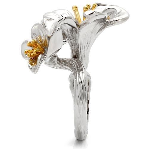 MA0W082 - Gold+Rhodium Brass Ring with No Stone
