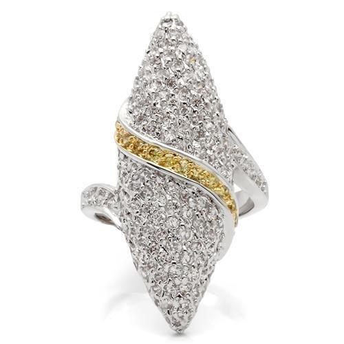 MA0W099 - Gold+Rhodium Brass Ring with AAA Grade CZ in Topaz