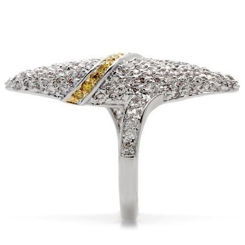 MA0W099 - Gold+Rhodium Brass Ring with AAA Grade CZ in Topaz