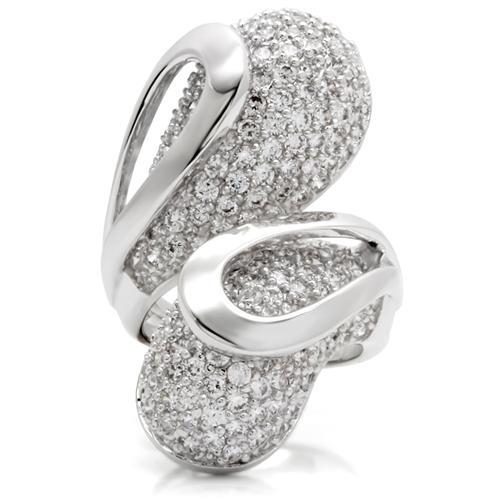MA0W118 - Rhodium Brass Ring with AAA Grade CZ in Clear
