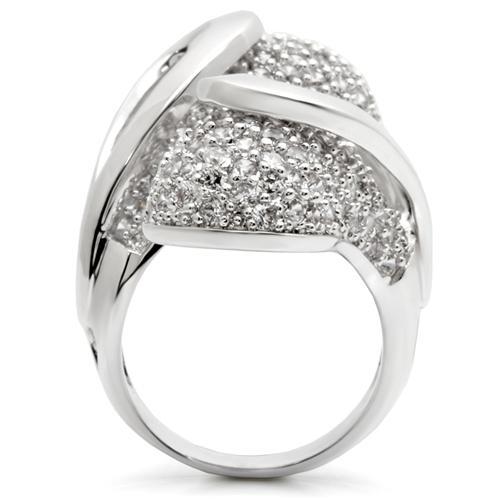 MA0W118 - Rhodium Brass Ring with AAA Grade CZ in Clear