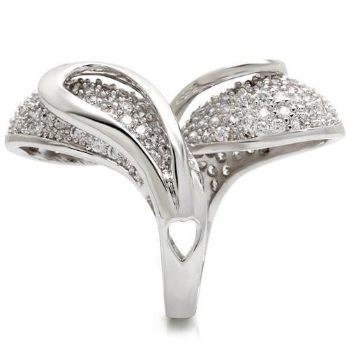 MA0W118 - Rhodium Brass Ring with AAA Grade CZ in Clear