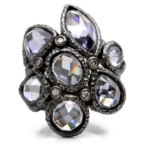 MA0W120 - Ruthenium Brass Ring with AAA Grade CZ in Light Amethyst