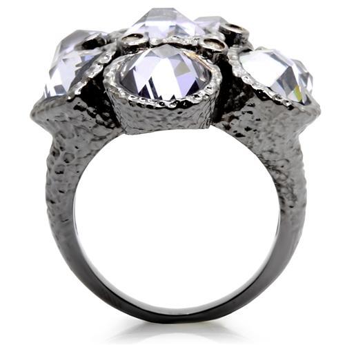MA0W120 - Ruthenium Brass Ring with AAA Grade CZ in Light Amethyst