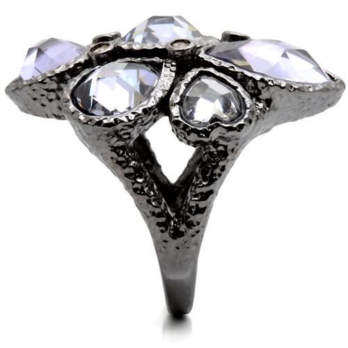 MA0W120 - Ruthenium Brass Ring with AAA Grade CZ in Light Amethyst
