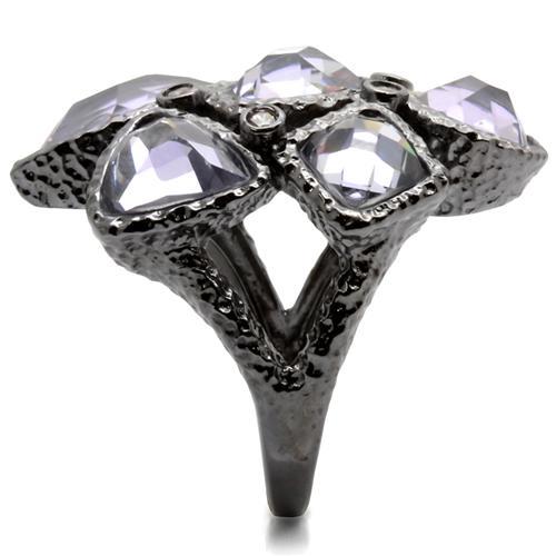 MA0W120 - Ruthenium Brass Ring with AAA Grade CZ in Light Amethyst