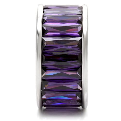 MA0W128 - Rhodium Brass Ring with AAA Grade CZ in Amethyst