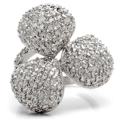 MA0W145 - Rhodium Brass Ring with AAA Grade CZ in Clear