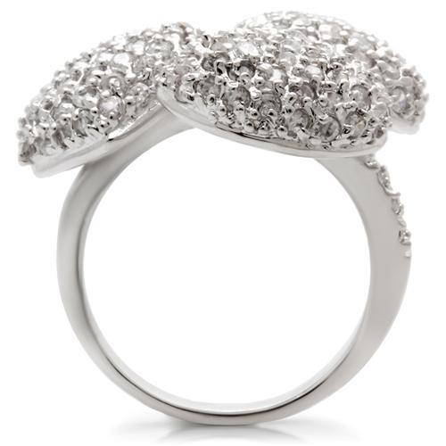 MA0W145 - Rhodium Brass Ring with AAA Grade CZ in Clear